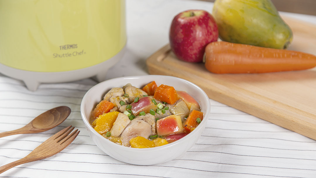 Miso Braised Chicken with Apple & Papaya