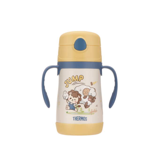 TCKC-350FS 305ml Happy Farm Dual Handle Straw Bottle with Pouch