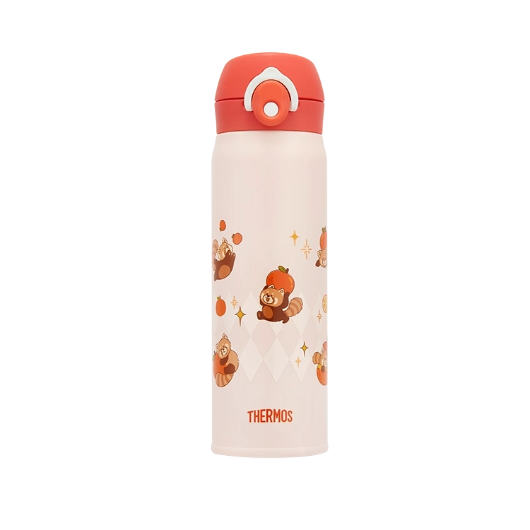 TEMI-500S 500ml Red Panda Straw Bottle